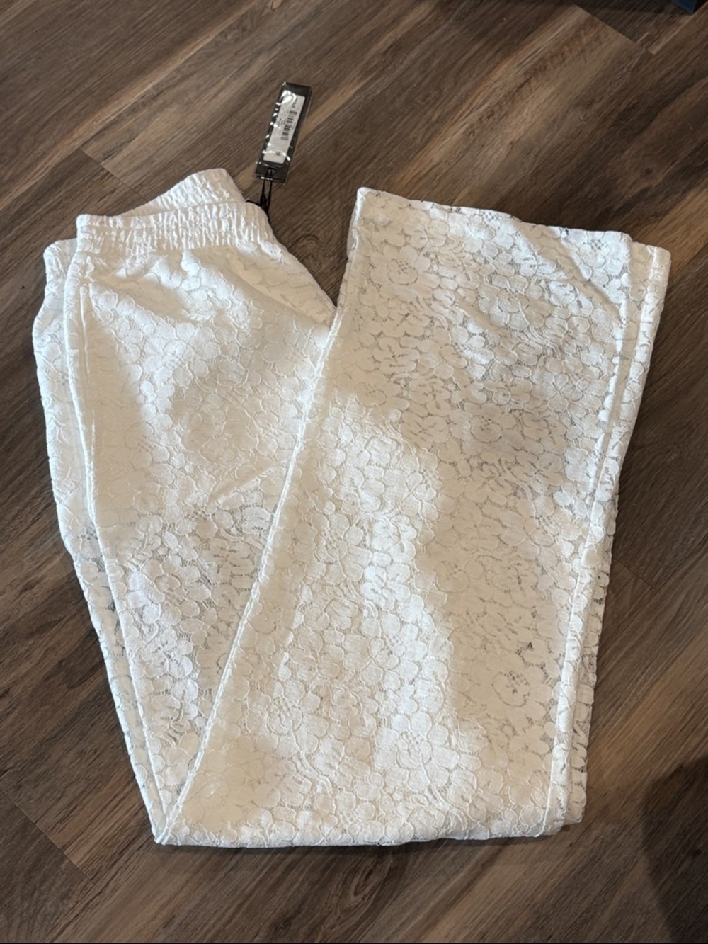 Steve Madden White Lace Wide-Leg Pants Boho Beachy Festival Summer - Picture 2 of 4